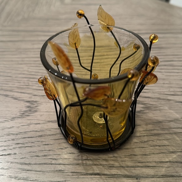 VINTAGE PARTYLITE BROWN LEAF TEALIGHT AND CANDLE HOLDER - Picture 2 of 4